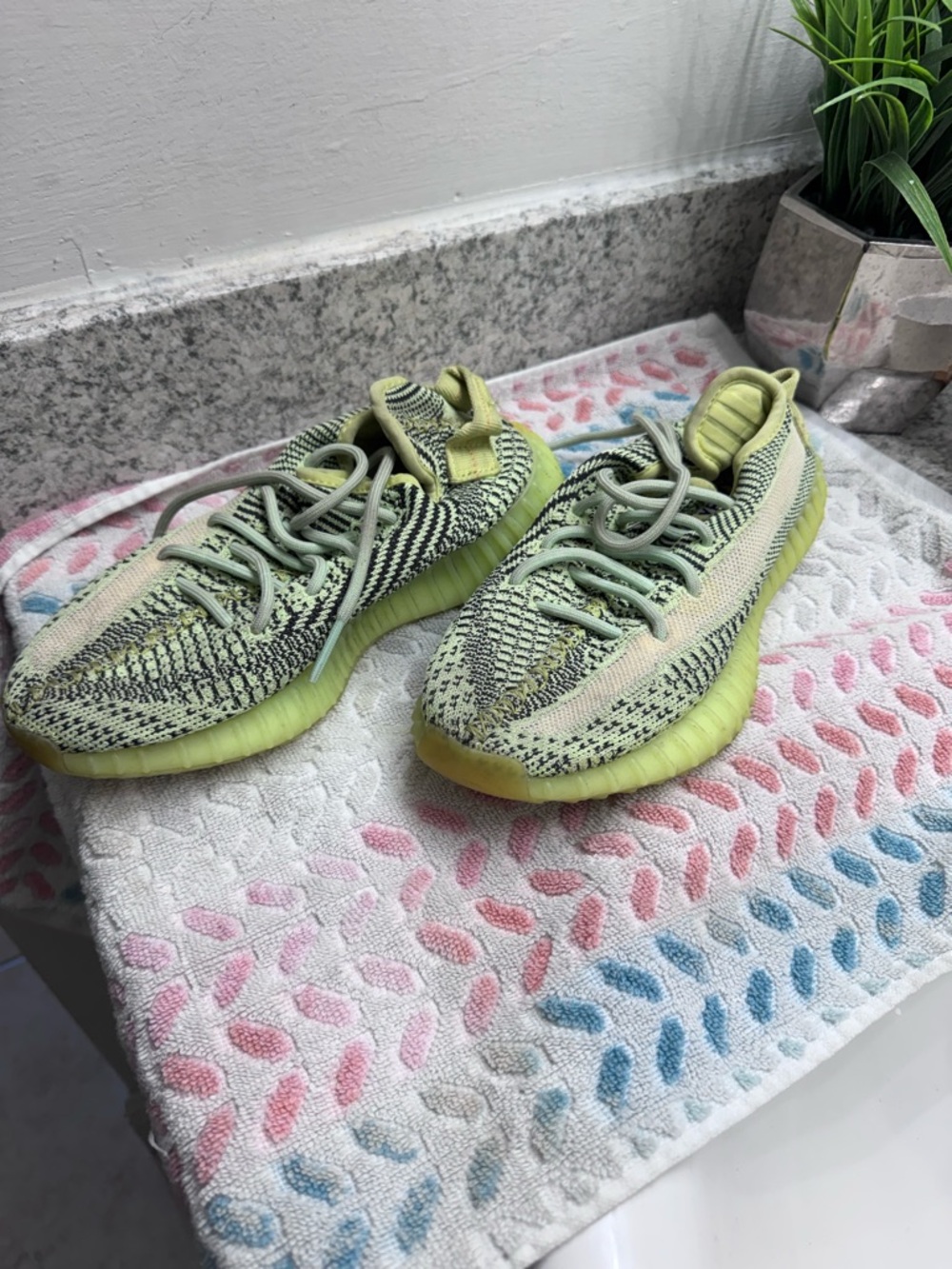 Neon Yellow-Green Knit Sneakers!